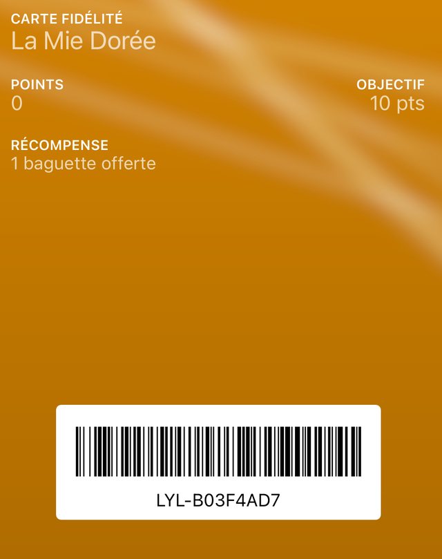 Carte de fidélité La Mie Dorée