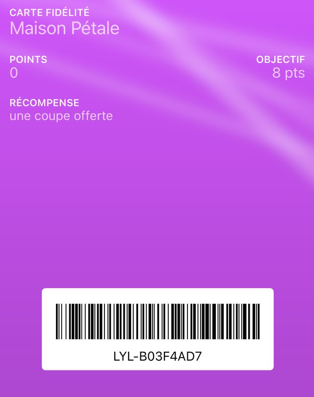 Carte de fidélité Maison Pétale