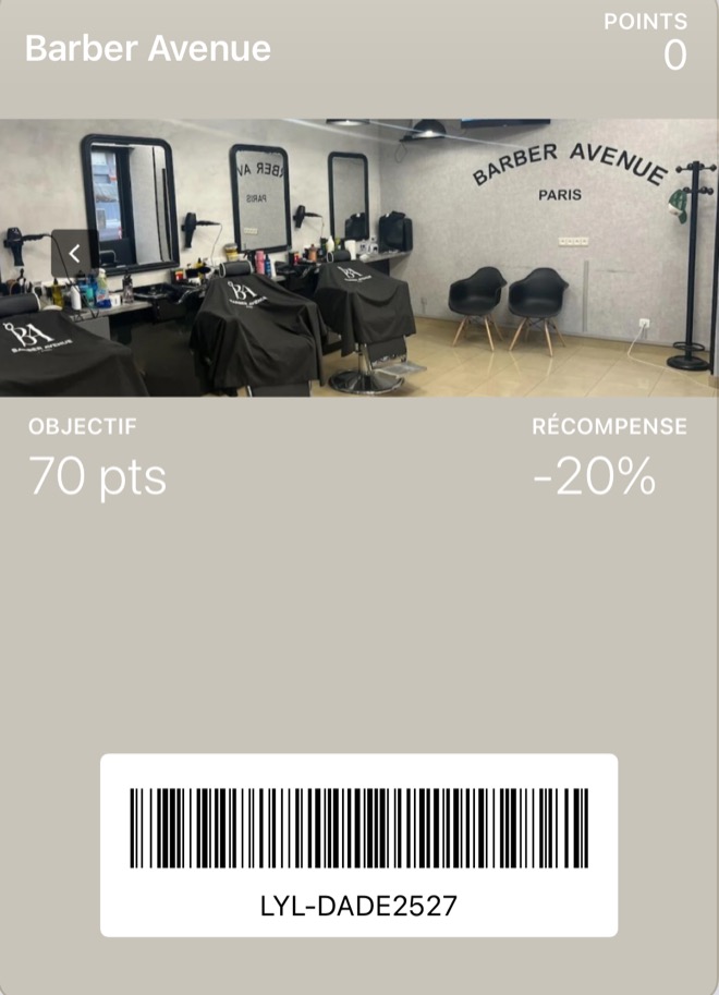Carte de fidélité Barber Avenue