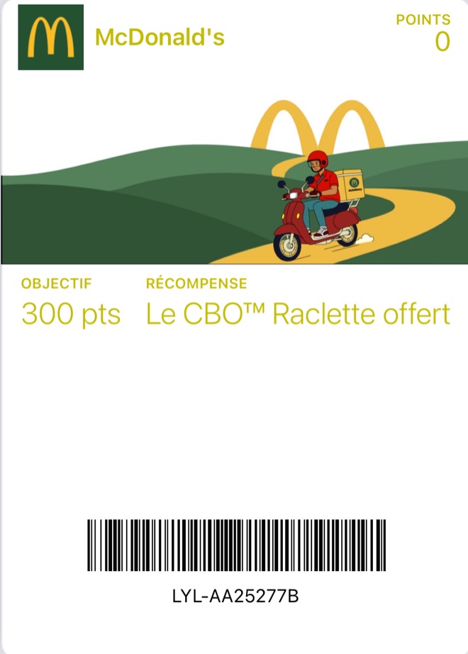 Carte de fidélité McDonald’s